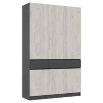 Шкаф трехстворчатый Роджина (графит, дуб крафт)