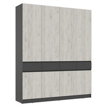 Шкаф четырехстворчатый Роджина (графит, дуб крафт белый)