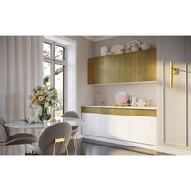 Кухня Оливия NEW 2,0м (белый глянец холодный, голдэн пэлас)