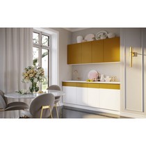 Кухня Оливия NEW 2,0м (белый снег софт, горчица софт)