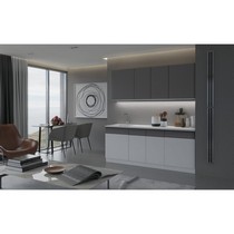 Кухня Оливия NEW 2,0м (белый снег софт, графит софт NEW)