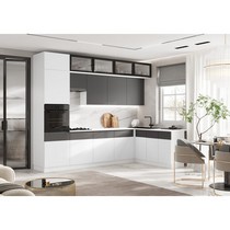 Кухня Оливия NEW 3,0х1,8м (белый снег софт, графит софт NEW, белый)
