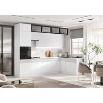 Кухня Оливия NEW 3,0х1,8м (белый снег софт, белый)