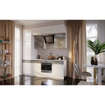 Кухня Оливия NEW 2,4м (белый глянец холодный, мрамор глянец)