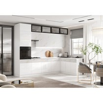 Кухня Оливия NEW 3,0м (белый глянец, мрамор золото)