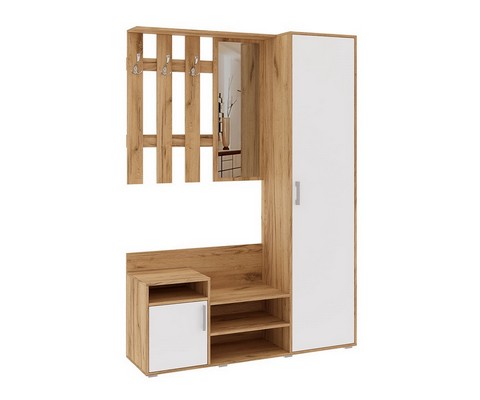 Прихожая Визит (белый глянец холодный, дуб крафт)