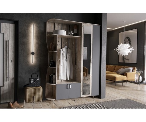 Прихожая Лика - 1 1,5м (дуб юкон, графит)