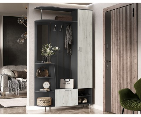 Прихожая Лика - 2 1,2м (графит, дуб крафт белый)