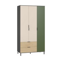 Шкаф трехдверный Марвэл 16.317.03 с ящиками (темно-серый, сатин, плэйн, зеленый)