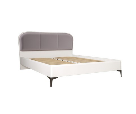 Кровать двуспальная с ортопедическим основанием Валенсия 11.36.02 (белый шагрень, велутто)