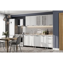 Готовая кухня Вектор (белый бланж/бланж) без столешницы