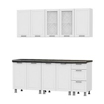 Кухонный гарнитур Вектор 2 метра (белый/бланж/бланж/черный) со столешницей 38 мм