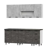 Кухонный гарнитур Модус 2 метра (белый/камень темный/черный) со столешницей 26 мм