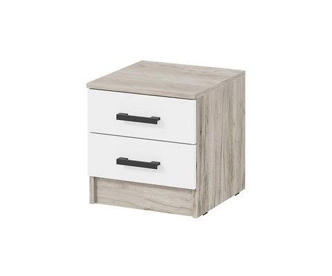Тумба прикроватная Ронда (Дуб крафт серый, Белый)
