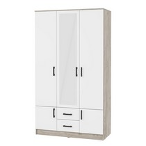 Шкаф трехстворчатый Ронда ШК-3 (Дуб крафт серый, Белый)