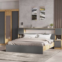 Двуспальная кровать с проложками Вена КР 101 160х200 (дуб золотой, графит серый)