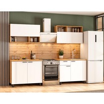 Кухонный гарнитур Монако 2м (дуб золотой, белый матовый, дуб вотан)