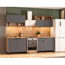 Кухонный гарнитур Монако 2м (дуб золотой, графит, дуб вотан)