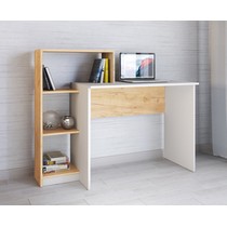 Стол компьютерный со стеллажом Квартет-2 (белый, дуб крафт золотой)