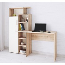 Стол компьютерный со стеллажом Квартет-7 (белый, дуб сонома)