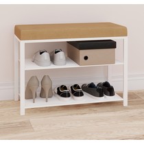 Банкетка Торонто 23S нубук (каркас белый, сиденье бежевое)