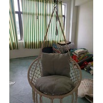 Кресло подвесное Фиби (корзина бежевая, подушка серая)