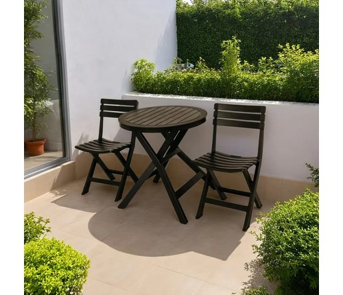 Набор садовой мебели для отдыха: стол и 2 стула пластик графит