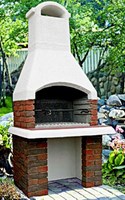 Уличная печь барбекю из кирпича Дачная Кантри