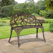 Скамейка садовая из литого алюминия Античная роза (Antique Rose) bronze