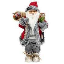 Фигурка Дед Мороз 46 см с ракеткой и фонарем (красный/серый)