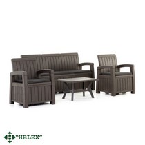 Комплект садовой мебели Helex Positano Family: диван 3-х местный, 2 кресла, стол, подушки