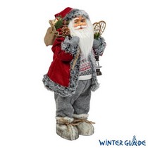 Фигурка Дед Мороз 60 см со снегоступами и фонарем (красный/серый)