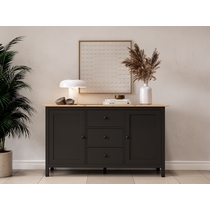 Комод комбинированный Кымор 157х89х47 (черный, светло-коричневый)