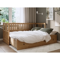 Кровать выдвижная с хранилищем Кымор 80-160x200 (светло-коричневый)