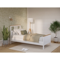 Кровать односпальная Кымор 90х200 (белый, светло-коричневый)