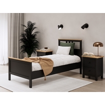 Кровать односпальная Кымор 90х200 (черный, светло-коричневый)