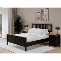 Кровать двуспальная Кымор 140х200 (черный, светло-коричневый)