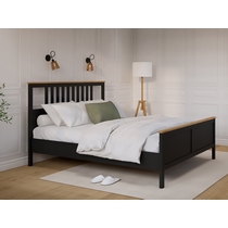 Кровать двуспальная Кымор 180х200 (черный, светло-коричневый)