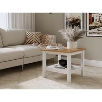 Стол журнальный Кымор 55х55 (белый, светло-коричневый)