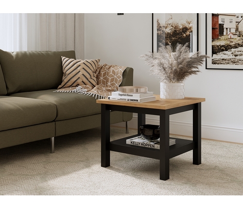 Стол журнальный Кымор 55х55 (черный, светло-коричневый)