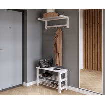 Прихожая Мича. Комплект 6 - вешалка и обувница с сиденьем (белый)