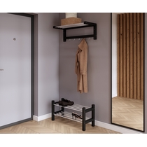 Прихожая Мича. Комплект 5 - вешалка и обувница (черный)