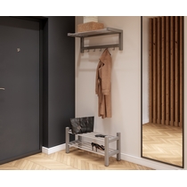 Прихожая Мича. Комплект 4 - вешалка и обувница (серый)