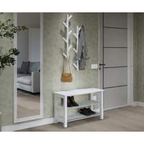 Прихожая Мича. Комплект 1 - вешалки-елочки и обувница с сиденьем (белый)