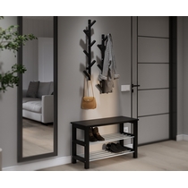 Прихожая Мича. Комплект 2 - вешалки-елочки и обувница с сиденьем (черный)