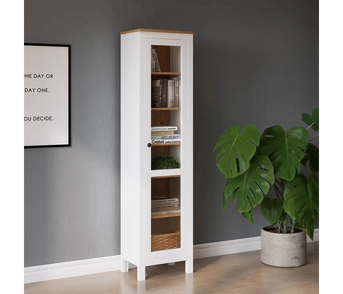 Шкаф-витрина Кымор стекло 49х198х37 (белый, светло-коричневый)