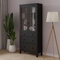 Шкаф-витрина Кымор 3 ящика 90х198х37 (черный)