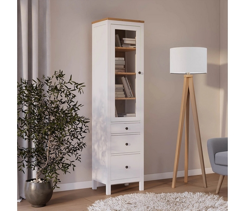 Шкаф-витрина Кымор 3 ящика 49х198х37 (белый, светло-коричневый)