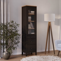 Шкаф-витрина Кымор 3 ящика 49х198х37 (черный, светло-коричневый)