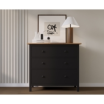 Комод Кымор 3 ящика 108х96х50 (черный, светло-коричневый)